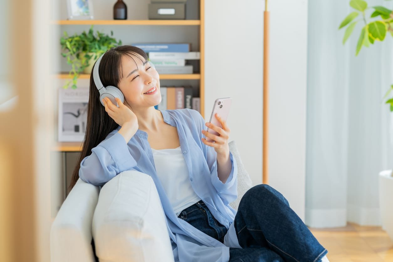 young woman relaxing on the sofa